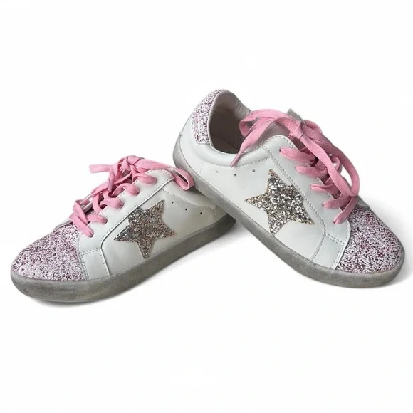 SweetHoney Adorable Gold Star Glitter Sneakers Size 3Y (only worn a few times) - Picture 4 of 9